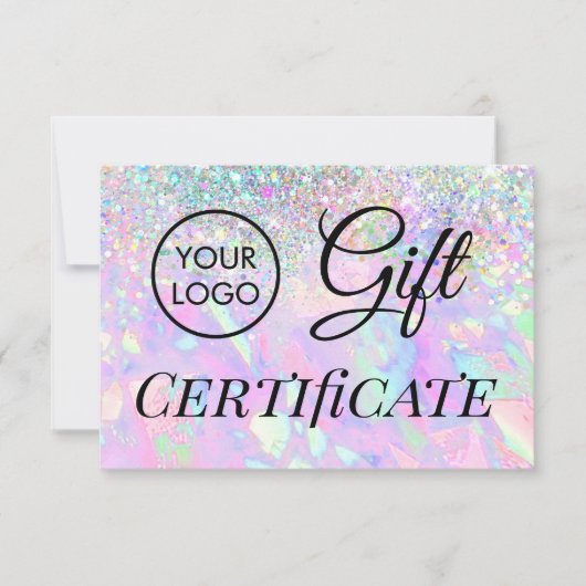 logo nep glitters opaal cadeaubon (Voorkant)