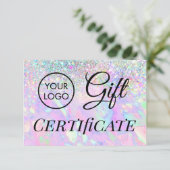 logo nep glitters opaal cadeaubon (Staand voorkant)