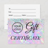 logo nep glitters opaal cadeaubon (Voorkant / Achterkant)