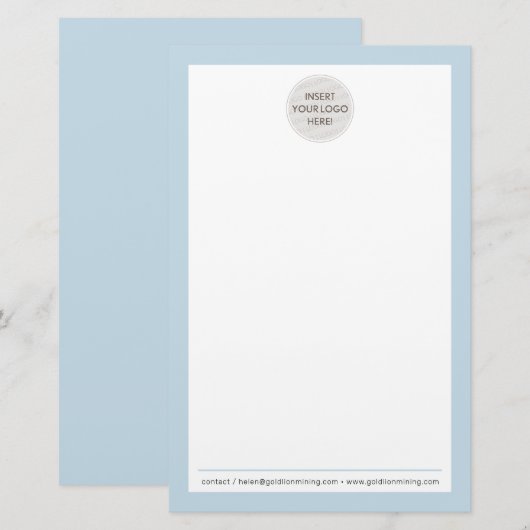 LOGO NOTITIEPAPER modern zakelijk formeel lichtbla Briefpapier (Voorkant / Achterkant)