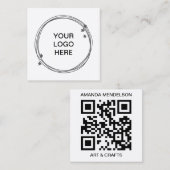Logo of foto- en QR-code-visitekaartje Vierkante Visitekaartje (Voorkant / Achterkant)