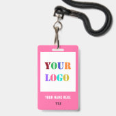 Logo of foto naam info bedrijf badge voorbeeld toe (Achterkant met lanyard)