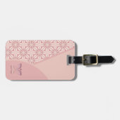 Logo of QR-code roze geometrisch patroon Bagagelabel (Voorkant horizontaal)