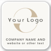 Logo +Off white square Water Fles Business Vinyl Sticker (Voorkant)