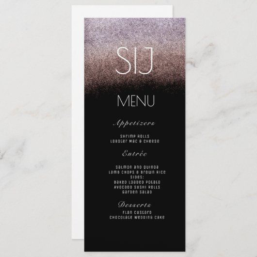 Logo Ombre Glitter Violet BW-menu Weddenschap Feestdagenkaart (Voorkant / Achterkant)