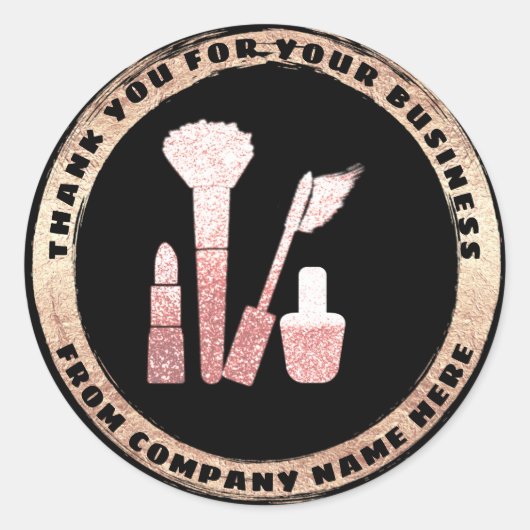 Logo Online Makeup Cosmetics Bedankt Back Gold Ronde Sticker (Voorkant)