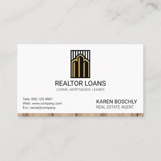 Logo onmaak voor vastgoed | Houten woning Visitekaartje (Voorkant)