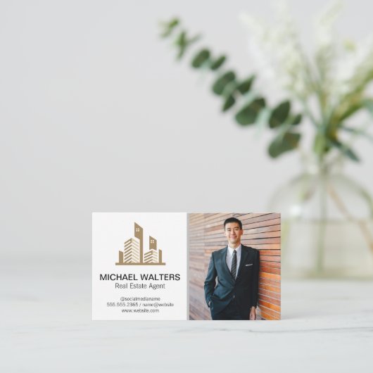 Logo onroerend goed | Aangepast Afbeelding | Zakel Visitekaartje (Staand voorkant)