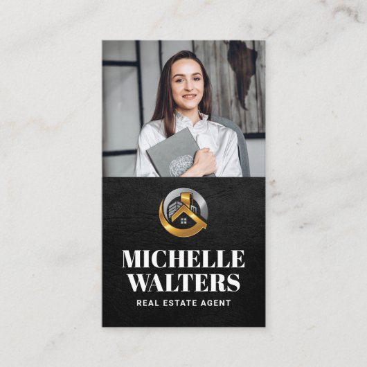 Logo onroerend goed | Aangepaste zakelijke foto Visitekaartje (Voorkant)