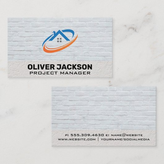 Logo onroerend goed | Brick Wall Backdrop Visitekaartje (Voorkant / Achterkant)