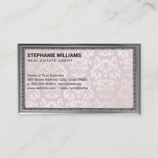 Logo onroerend goed | Damasdruk | FANCY LIJST Visitekaartje (Achterkant)