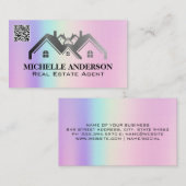 Logo onroerend goed | Geometrisch holografisch | Q Visitekaartje (Voorkant / Achterkant)