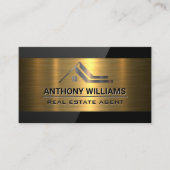 Logo onroerend goed | Goud metaal | Zwart gloss Visitekaartje (Voorkant)