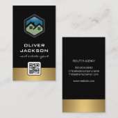 Logo onroerend goed | Goudstrim | QR-streepjescode Visitekaartje (Voorkant / Achterkant)