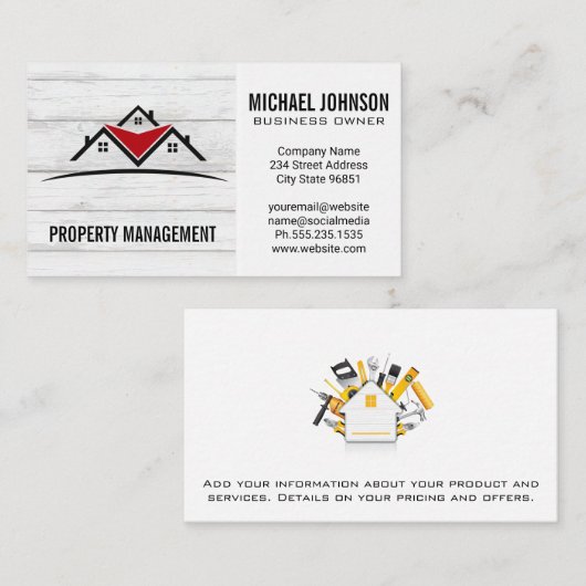 Logo onroerend goed | Hardwarehulpmiddelen Visitekaartje (Voorkant / Achterkant)