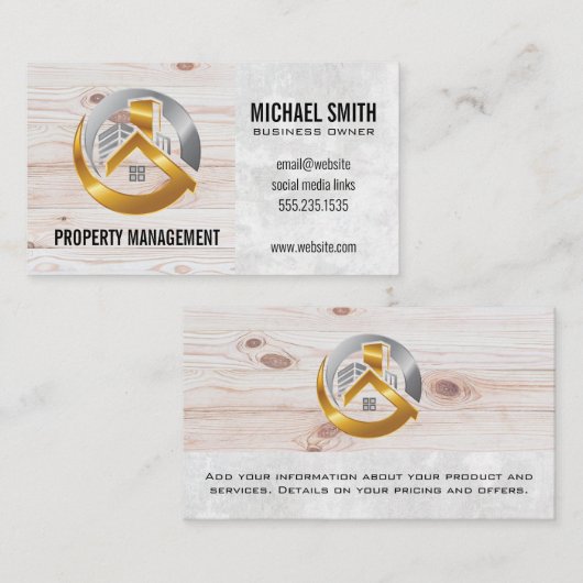 Logo onroerend goed | Hout Visitekaartje (Voorkant / Achterkant)