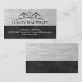 Logo onroerend goed | Houtnerf | Marmer Visitekaartje (Voorkant / Achterkant)