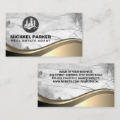 Logo onroerend goed | Marmer Metal Visitekaartje (Voorkant / Achterkant)