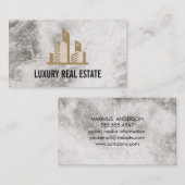 Logo onroerend goed | Marmer Trim | Lux-Visitekaar Visitekaartje (Voorkant / Achterkant)