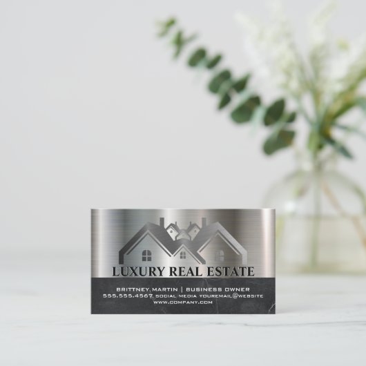 Logo onroerend goed | Marmer Visitekaartje (Staand voorkant)