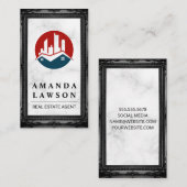 Logo onroerend goed | Marmer | Zwart Lijst Afsprakenkaartje (Voorkant / Achterkant)