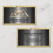 Logo onroerend goed | Metaal en hout Visitekaartje (Voorkant / Achterkant)