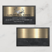 Logo onroerend goed | Metaalleder Visitekaartje (Voorkant / Achterkant)