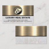 Logo onroerend goed | Metalen goud marmer Visitekaartje (Voorkant / Achterkant)