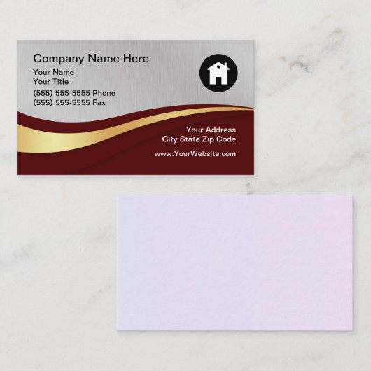 Logo onroerend goed | Metallic Black Visitekaartje (Voorkant / Achterkant)