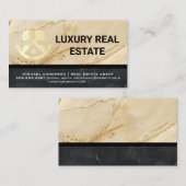 Logo onroerend goed | Metallic Gold marmer Visitekaartje (Voorkant / Achterkant)