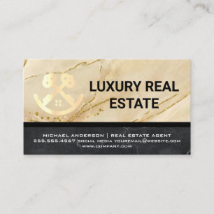 Logo onroerend goed Metallic Gold marmer Visitekaartje