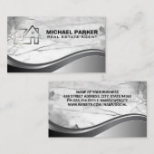 Logo onroerend goed | Minimalistisch Metaal Visitekaartje (Voorkant / Achterkant)