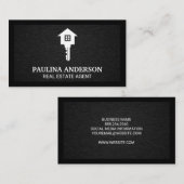Logo onroerend goed | Sleutel en startpunt | Zwart Visitekaartje (Voorkant / Achterkant)