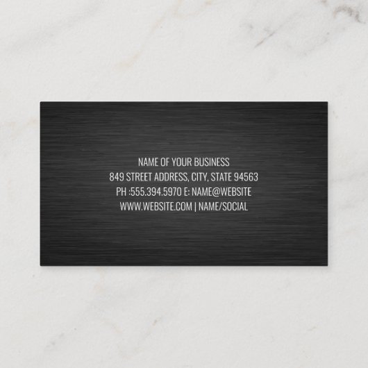 Logo onroerend goed | Strakke donkere metalen acht Visitekaartje (Achterkant)