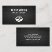 Logo onroerend goed | Strakke donkere metalen acht Visitekaartje (Voorkant / Achterkant)