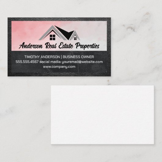 Logo onroerend goed | WATERVERF | Leder Visitekaartje (Voorkant / Achterkant)