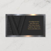 Logo onroerend goed | Zwart luxe goud | Metaal Visitekaartje (Achterkant)