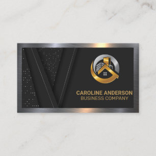Logo onroerend goed   Zwart luxe goud   Metaal Visitekaartje