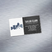 Logo onroerend goed | Zwarte achtergrond Magnetisch Visitekaartje (Voorbeeld)