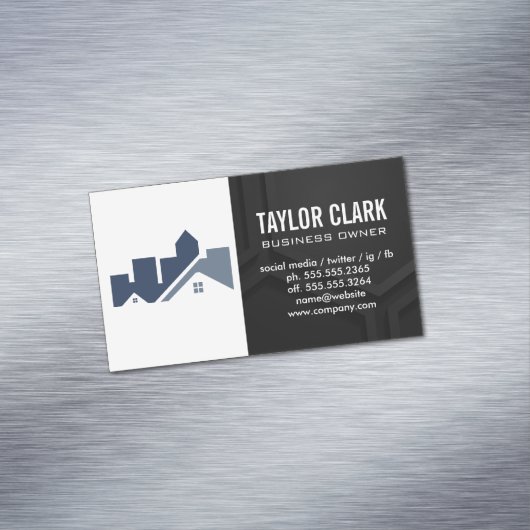 Logo onroerend goed | Zwarte achtergrond Magnetisch Visitekaartje (Voorbeeld)