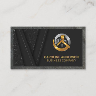 Logo onroerend goed   Zwarte Gold Background Busin Visitekaartje