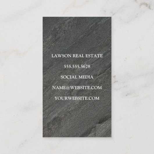 Logo onroerend goed | Zwarte marmer Afsprakenkaartje (Achterkant)