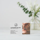 Logo onthaal van sleutels vastgoed | Sleutels over Visitekaartje (Staand voorkant)