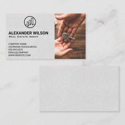 Logo onthaal van sleutels vastgoed | Sleutels over Visitekaartje (Voorkant / Achterkant)