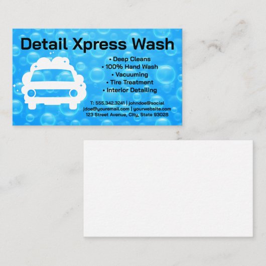 Logo-ontwerp voor automatisch wassen | Waterbellen Visitekaartje (Voorkant / Achterkant)