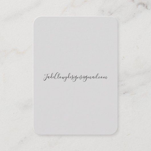 Logo Oorbel Display Kaart Grijze Kalligrafie Visitekaartje (Achterkant)