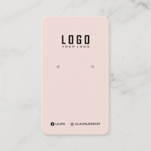 Logo Oorbel Display Kaart Social Media Pastel Roze Visitekaartje