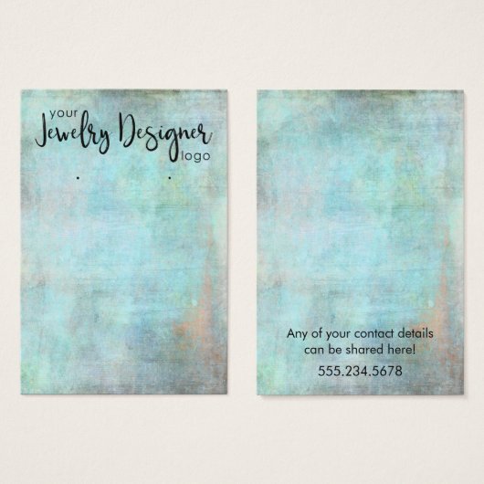 Logo op Aqua  Grunge Earring Holder Display Visitekaartje (Voorkant /achterkant)