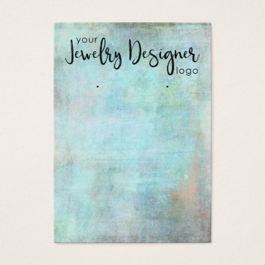 Logo op Aqua  Grunge Earring Holder Display Visitekaartje (Voorkant)