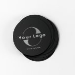 Logo op Black   White Text Company Business Ronde Kartonnen Onderzetter<br><div class="desc">Duurzame en absorberende Logo papieren Onderzetters met een eenvoudig,  minimaal design dat in meerdere kleuren beschikbaar is om aan uw merknaam te beantwoorden. Voeg je logo en tekst toe.</div>